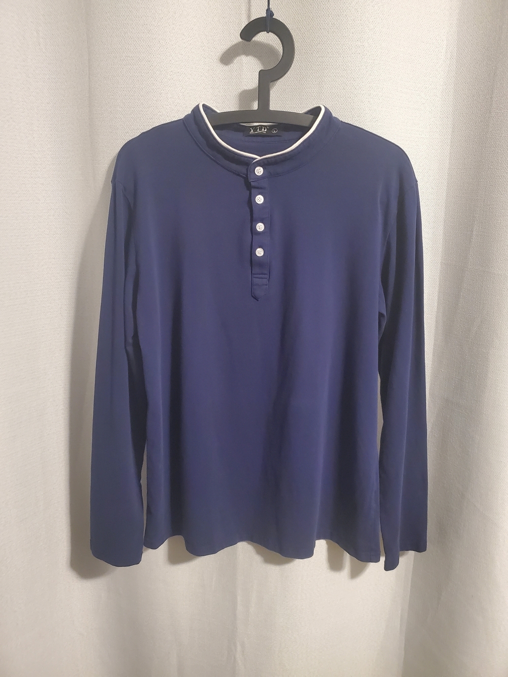 (4/$20) YTD Men's Navy Long-Sleeve Henley Shirt